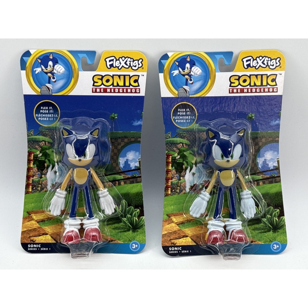 Lot of 2 Sega Sonic The Hedgehog Action Figure Blue Plastic Poseable Collectible